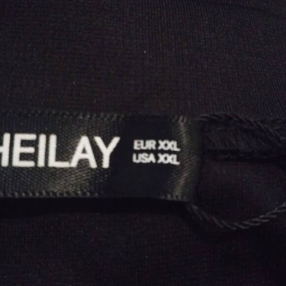 Sheilay Black V-Neck Animal Print Striped Accent Plus Size Mini Dress Sz 14 - Picture 5 of 5